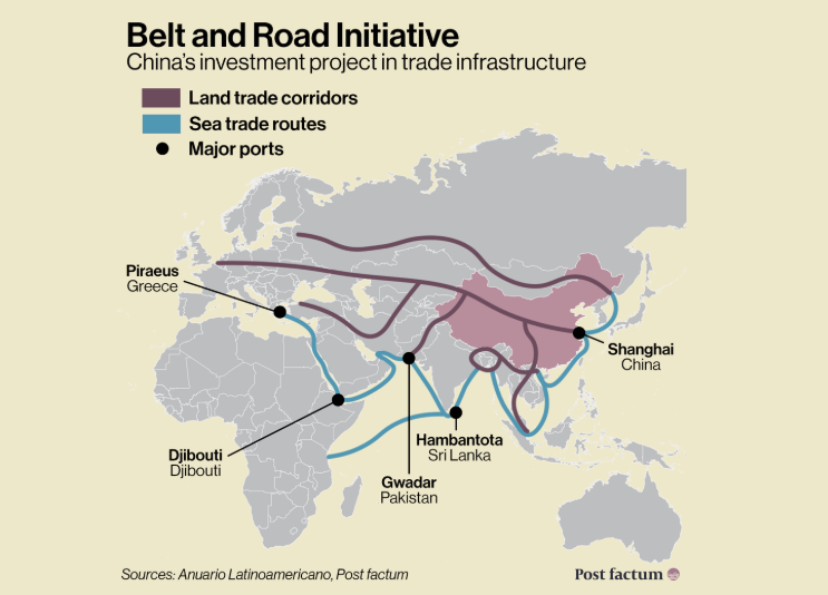 Kaart Belt and Road Initiative – China’s wereldwijde handelsroutes