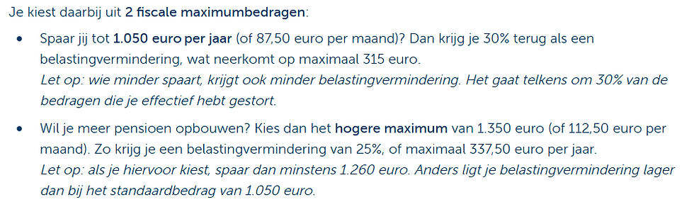 Maximumbedrag bepaalt het fiscale voordeel van pensioensparen