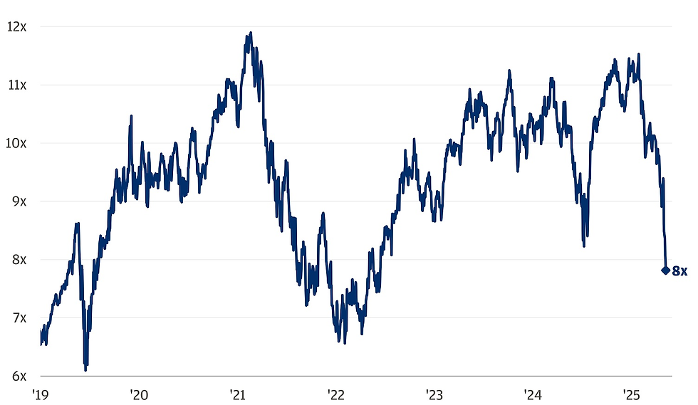 S&P 500 Software Index, enterprise value/sales multiple: