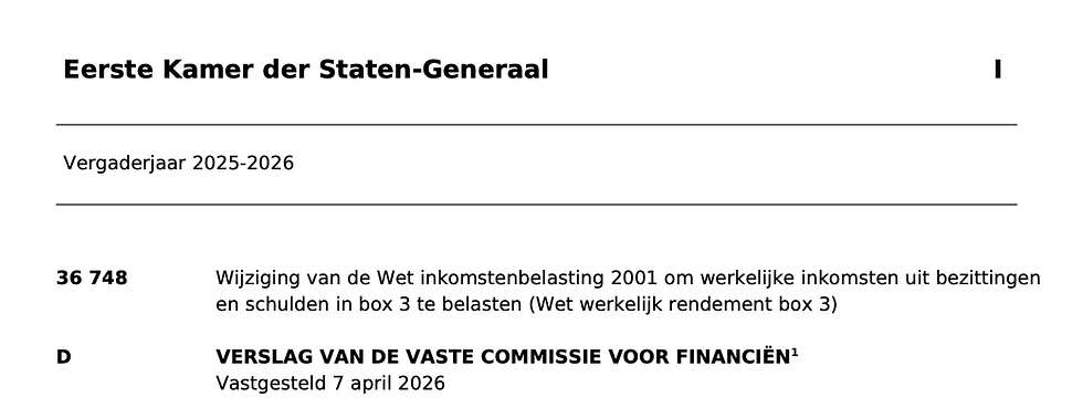   Eerste Kamer stelt kritische vragen over nieuw box 3-stelsel: