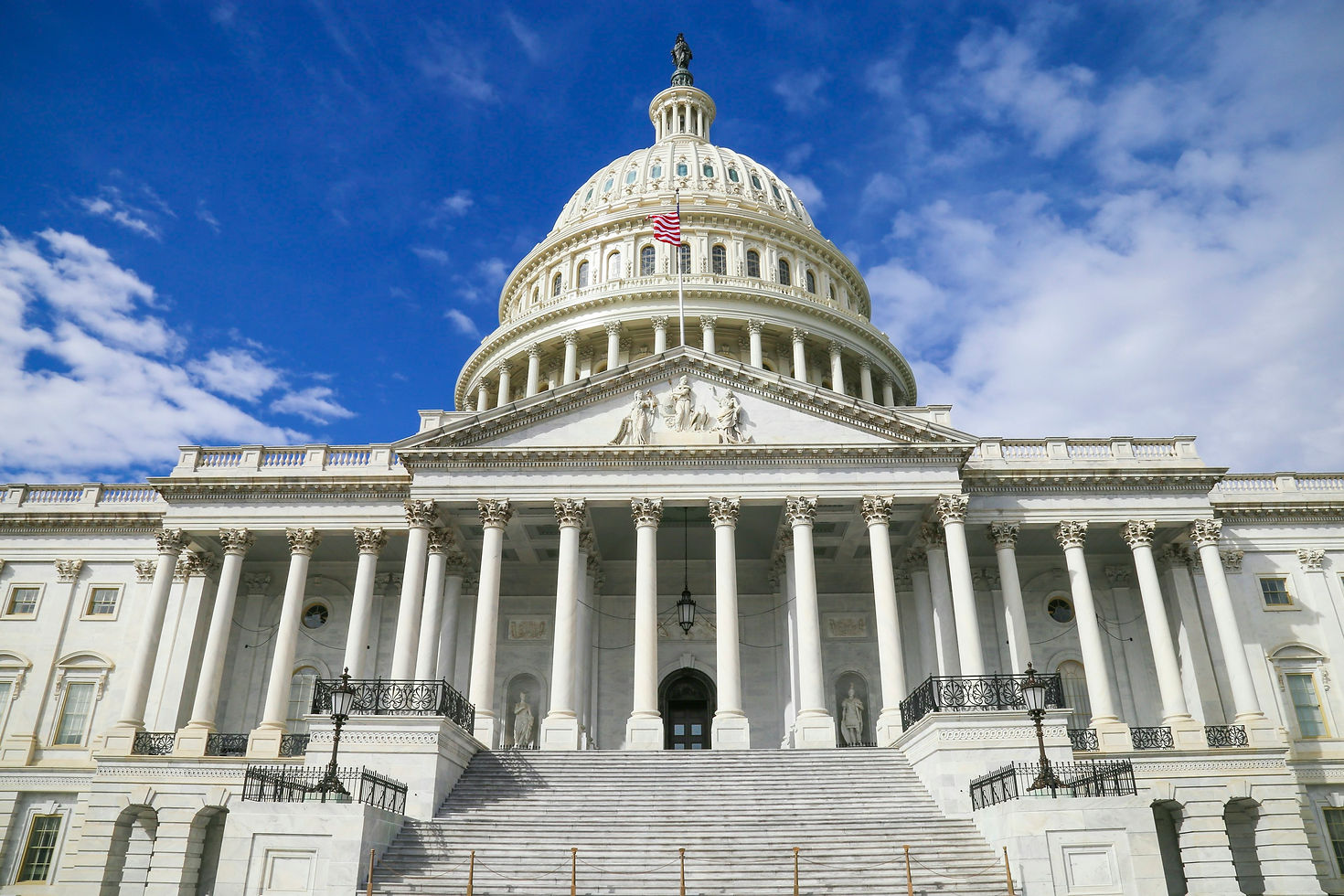 Koepel en voorgevel van het Amerikaanse Capitool in Washington, archieffoto gepubliceerd in maart 2018.