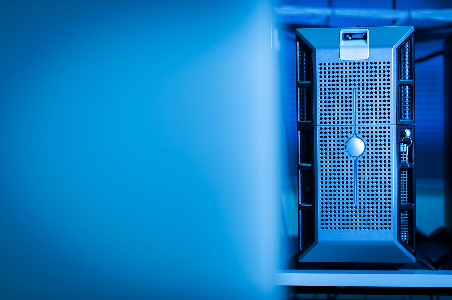 Close-up van een server in een datacenter, archiefbeeld